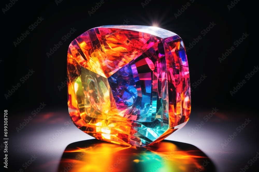 A colorful big glowing gem A colorful big glowing gem