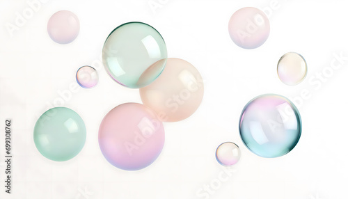 Flying soap bubbles on a pastel background, 3D art, colorful, concept art, warm colors