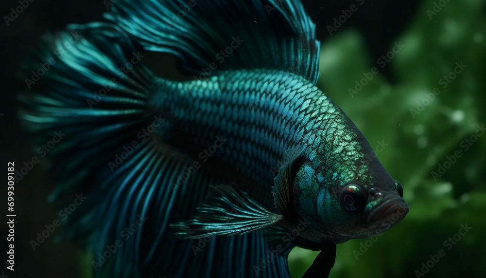 Fototapeta premium Underwater beauty in nature fish swimming in multi colored elegance generated by AI