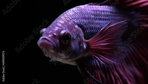 The elegant siamese fighting fish swims in a colorful underwater world generated by AI