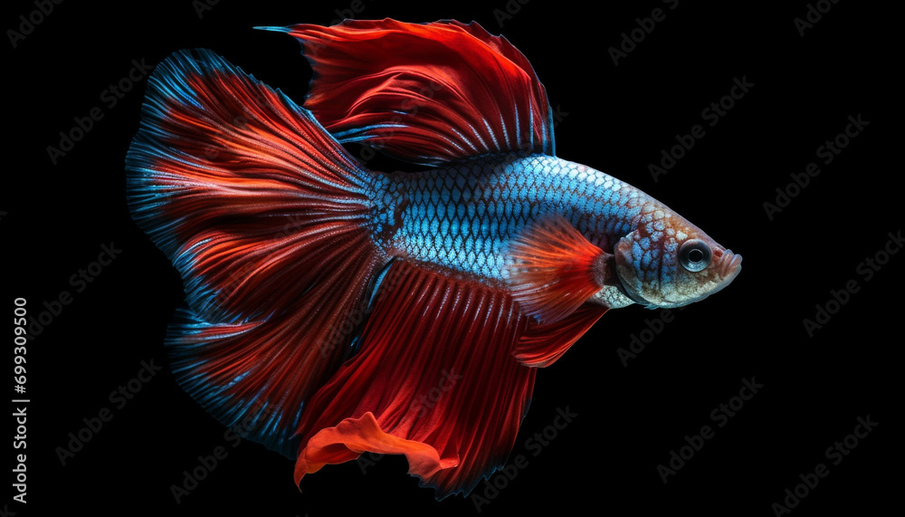 Siamese fighting fish in motion, swimming underwater with elegance generated by AI Siamese fighting fish in motion, swimming underwater with elegance generated by AI