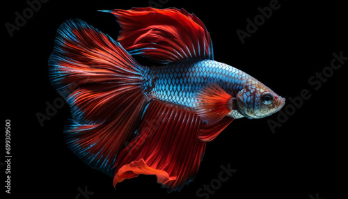 Siamese fighting fish in motion, swimming underwater with elegance generated by AI