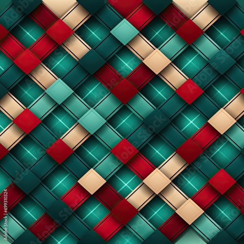 Digital Green Red Winter Holiday Plaid Textile Pattern Tartan Cloth Crisscrossed Lines Checkered Cozy Rustic Sett