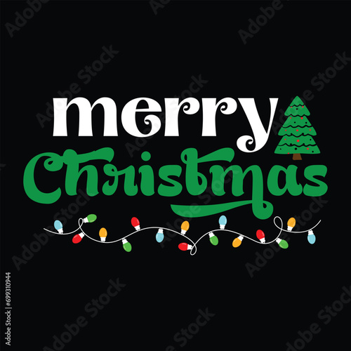 Merry Christmas Shirt, Christmas Lights, Christmas Tree Shirt Print Template