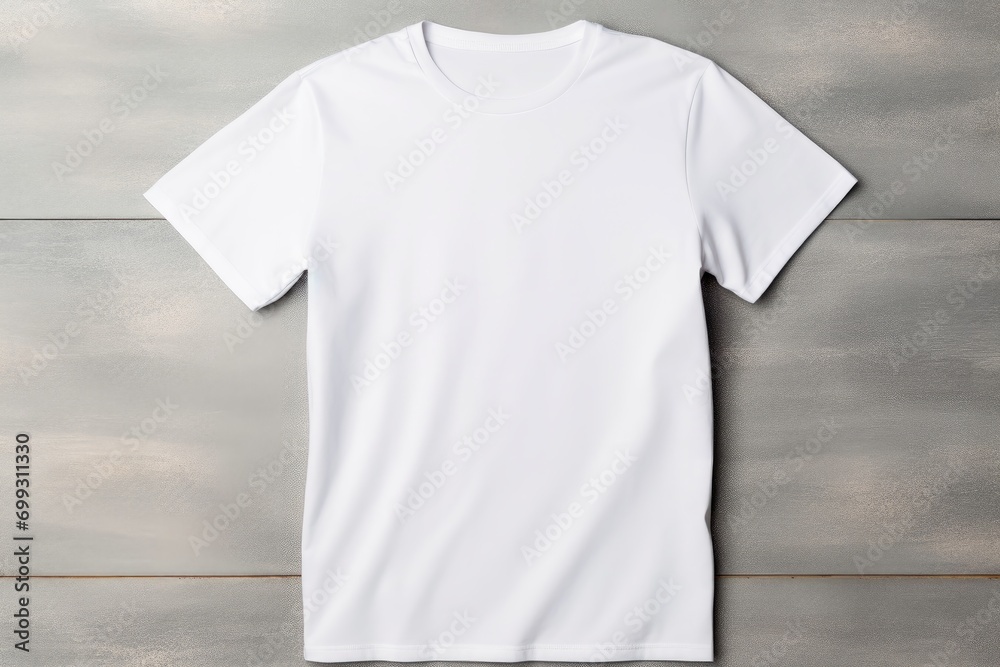 A white tshirt mockup on a neutral background. - obrazy, fototapety, plakaty 