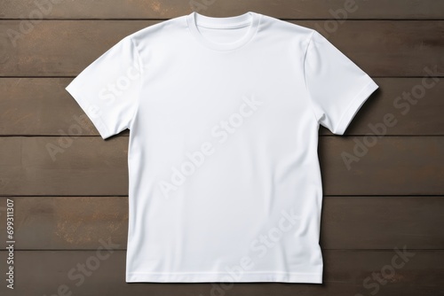 A white tshirt mockup on a neutral background.