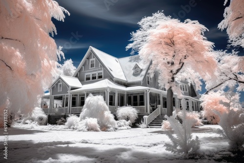 An infrared view of a residential house.