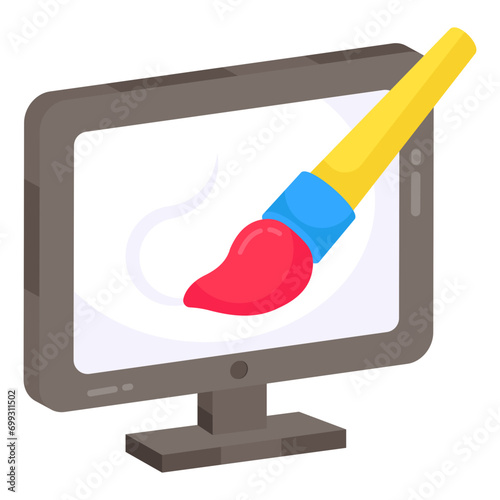 Conception flat design icon of online designing 

