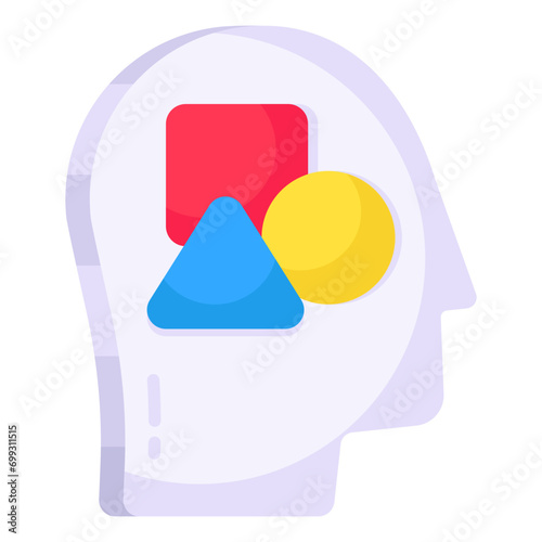 Conceptual flat design icon of creative mind

