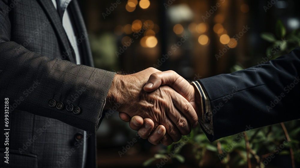 A formal handshake between two people - obrazy, fototapety, plakaty 
