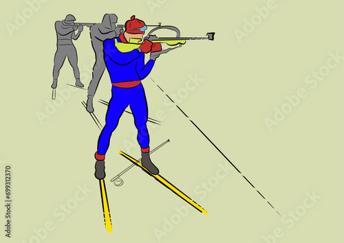 biathlete shoots a gun at competitions