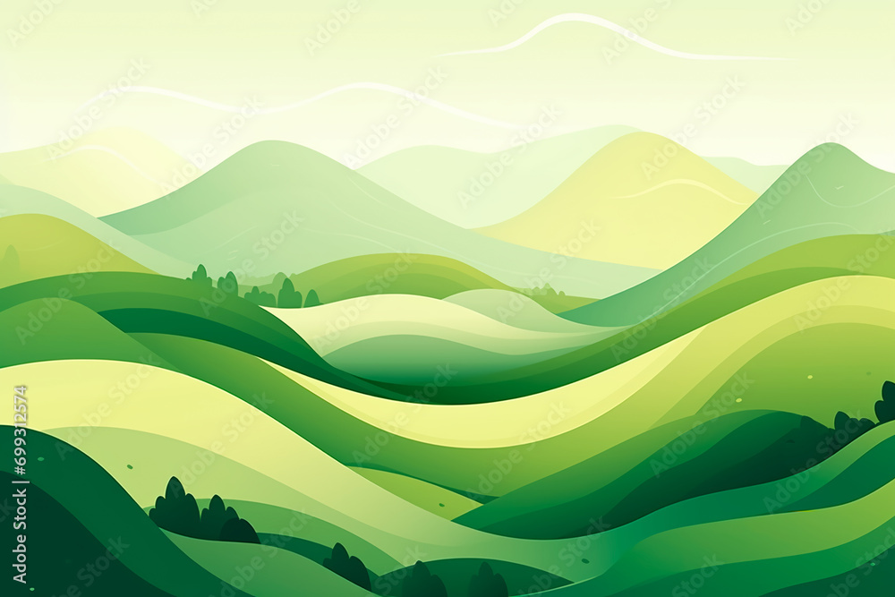 Capturing the essence of nature: a minimalistic illustration featuring abstract green landscapes with serene mountains and rolling hills as a tranquil backdrop.
Capturing the essence of nature: a minimalistic illustration featuring abstract green landscapes with serene mountains and rolling hills as a tranquil backdrop.
