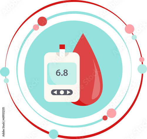 Blood sugar diabetes monitoring graphic icon symbol with transparent background photo