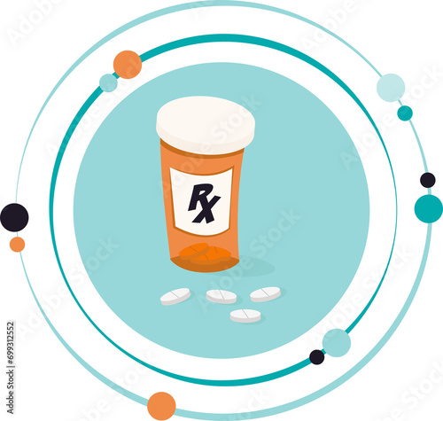 Fotografie Cartoon graphic symbol icon prescription bottle with transparent background