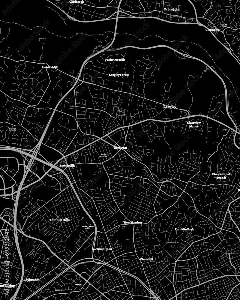 McLean Virginia Map, Detailed Dark Map of McLean Virginia