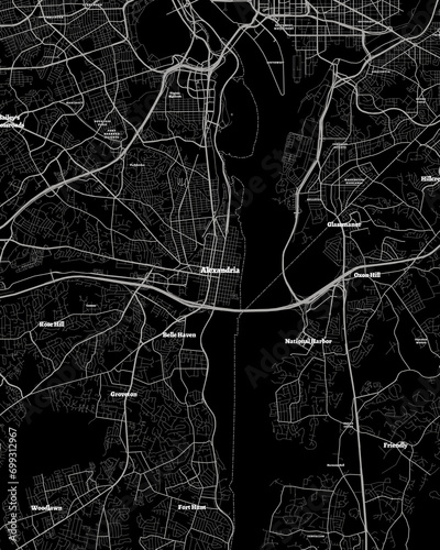 Alexandria Virginia Map, Detailed Dark Map of Alexandria Virginia photo