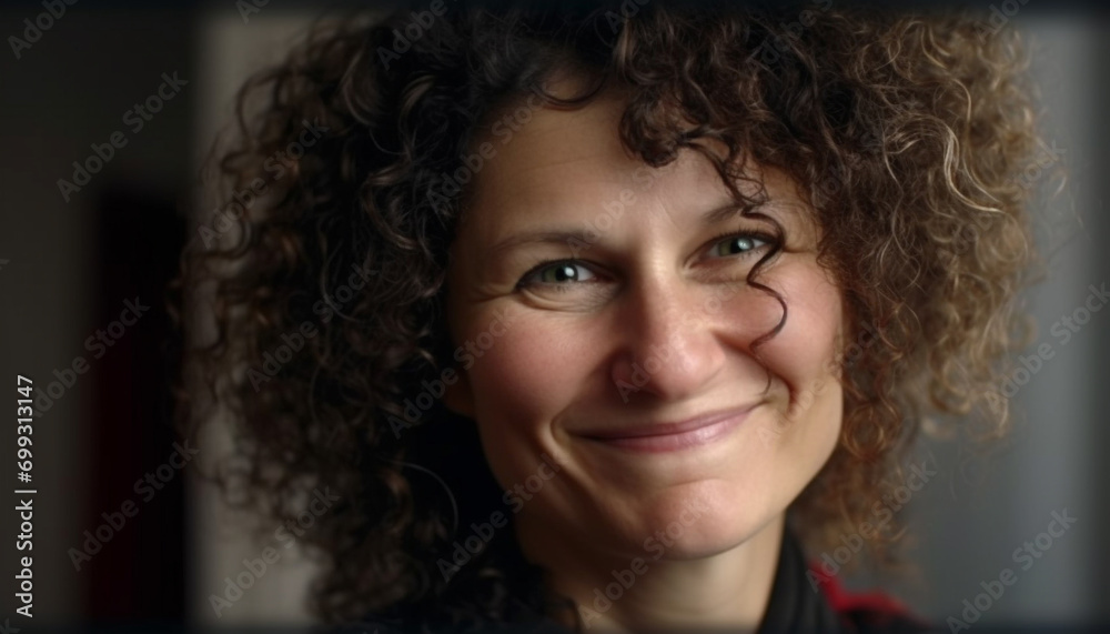 Smiling woman, adult portrait, looking at camera, happiness, confidence generated by AI Smiling woman, adult portrait, looking at camera, happiness, confidence generated by AI