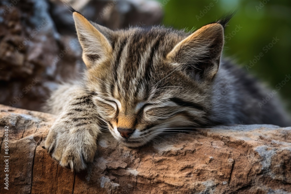 Close up of very cute sleeping cats.