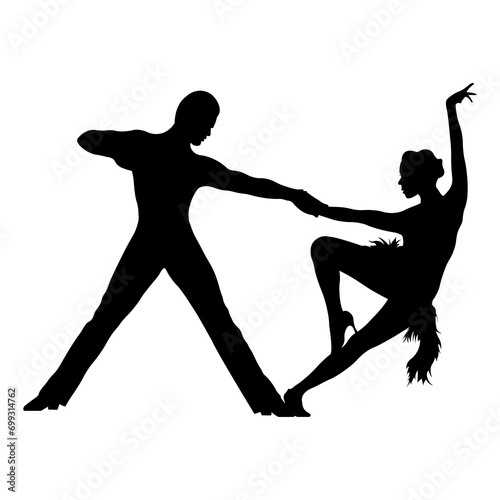 Ballroom dancing.Couple dancers silhouette.Vector illustration isolated on white background.