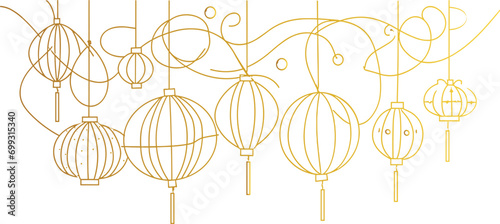Chinese New Year background, ornate lantern decoration, vector Lunar New Year in Japanese, Korean, Vietnamese cultures, vector illustration, banner concept, Chinese lanterns, Asian New Year