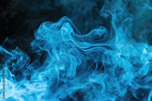 Blue Smoke Abstract: Textured Art on Black Background