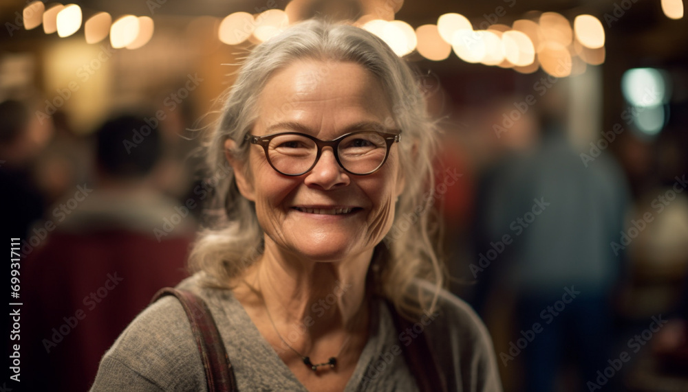 Smiling senior woman enjoying retirement, looking at camera with confidence generated by AI Smiling senior woman enjoying retirement, looking at camera with confidence generated by AI