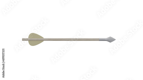 Crossbow arrow isolated on transparent and white background. Weapon concept. 3D render