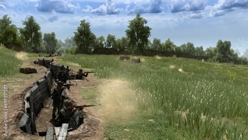 ww2 soldiers fighting war realistic 3D animation motion graphics