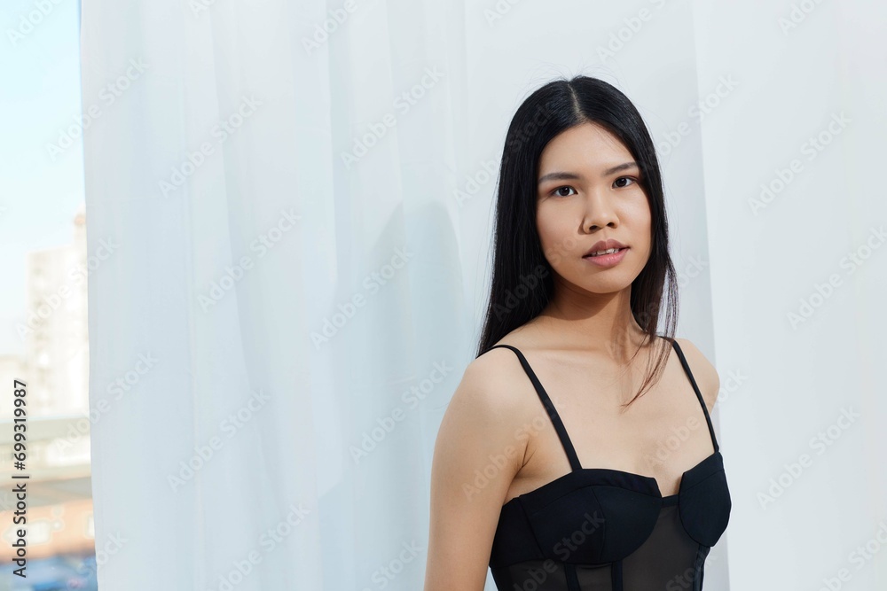 Woman model beautiful asian white glamour beauty hair cosmetic fashion portrait Woman model beautiful asian white glamour beauty hair cosmetic fashion portrait