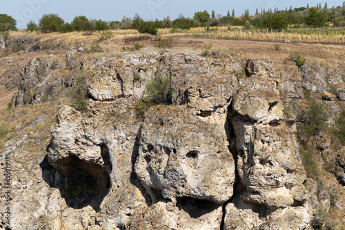 Toltry, Tovtry - mountainous arched limestone ridge stretching above Prut in northern Moldova. photo