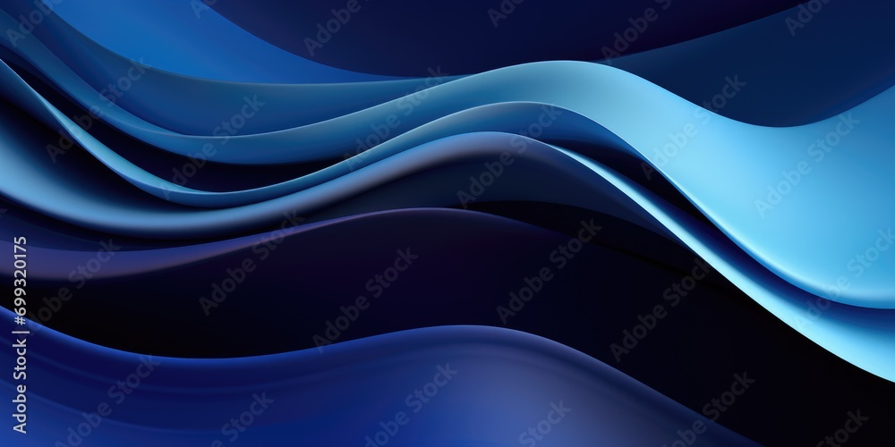 Fototapeta premium a blue and black wave background, in the style of colorful layered forms, shaped canvas, abstract minimalism appreciator, poster, rectangular fields, dark blue