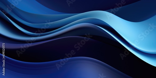 a blue and black wave background, in the style of colorful layered forms, shaped canvas, abstract minimalism appreciator, poster, rectangular fields, dark blue photo