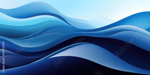 a blue and black wave background, in the style of colorful layered forms, shaped canvas, abstract minimalism appreciator, poster, rectangular fields, dark blue