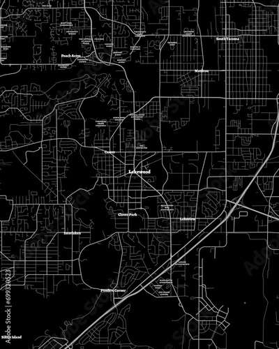 Lakewood Washington Map  Detailed Dark Map of Lakewood Washington