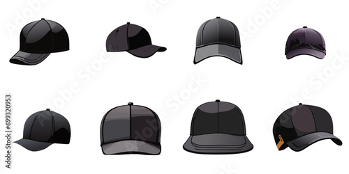 Vector illustration of multiple black caps