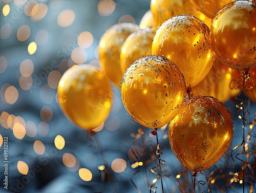 Yellow Birthday Balloons Festive Background Image 