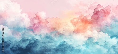 Pastel colored cloud background for serene and tranquil design. Visual aesthetics. © Postproduction