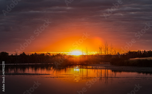 sunset over the lake