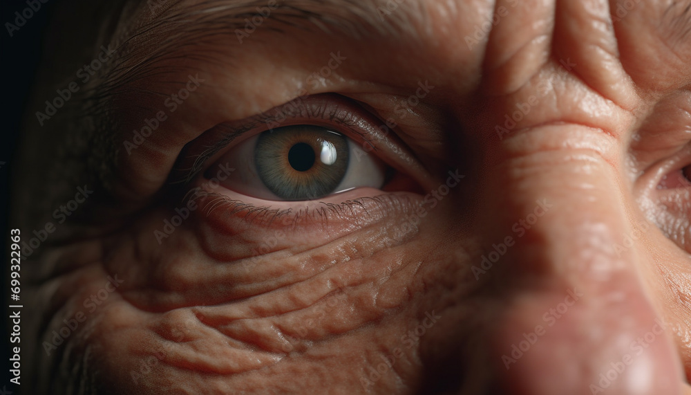 Close up portrait of a sad senior woman staring at camera generated by AI Close up portrait of a sad senior woman staring at camera generated by AI
