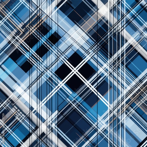 Classic Blue and White Plaid Textile Pattern Tartan Cloth Crisscrossed Lines Checkered Cozy Rustic Sett