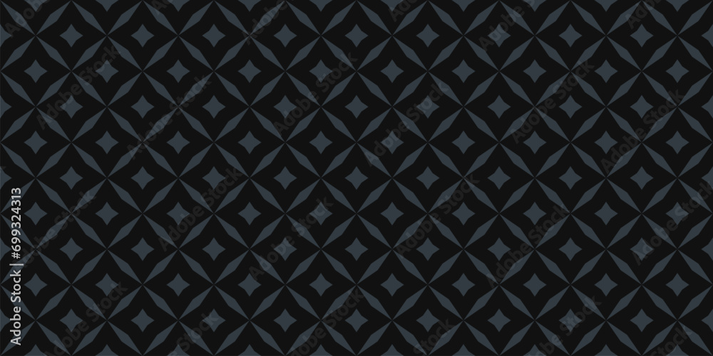 Abstract floral seamless pattern. Luxury vector black and dark gray background. Simple geometric leaf ornament. Elegant graphic texture with diamond shapes, stars, rhombuses, square grid. Geo design Abstract floral seamless pattern. Luxury vector black and dark gray background. Simple geometric leaf ornament. Elegant graphic texture with diamond shapes, stars, rhombuses, square grid. Geo design