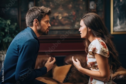 Family quarrel, negative interpersonal relationships, hatred and disregard for each other's respect, scandals and clashes in a married couple, husband and wife, boyfriend and girlfriend,