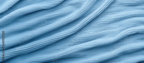 Closeup of Blue Knit Sweater Blanket Fabric Textile Background	