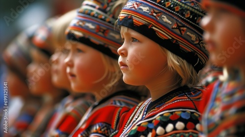 Children dressed up in traditional textiles.