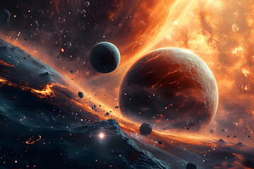 generated illustrations of science fiction in space