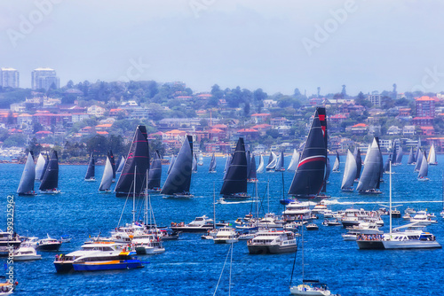 Sydney Hobart Yacht race maxis side photo