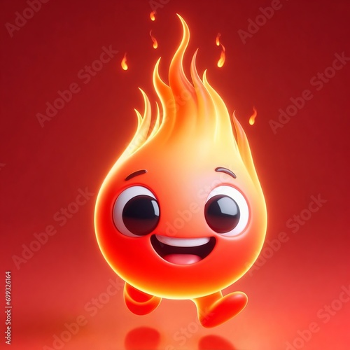 Cute and adorable fire flame. Generative AI.