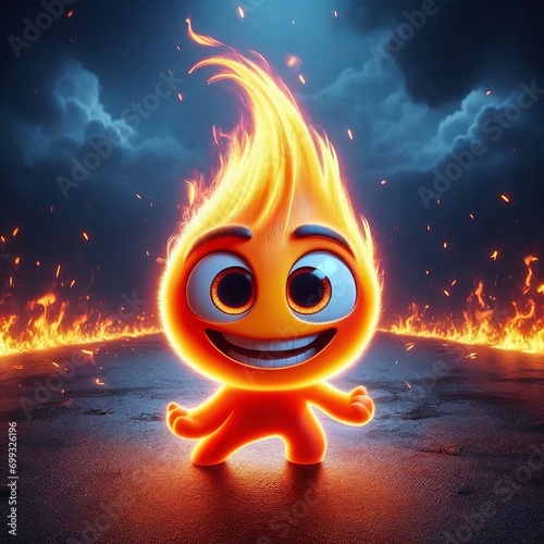 Cute and adorable fire flame. Generative AI.