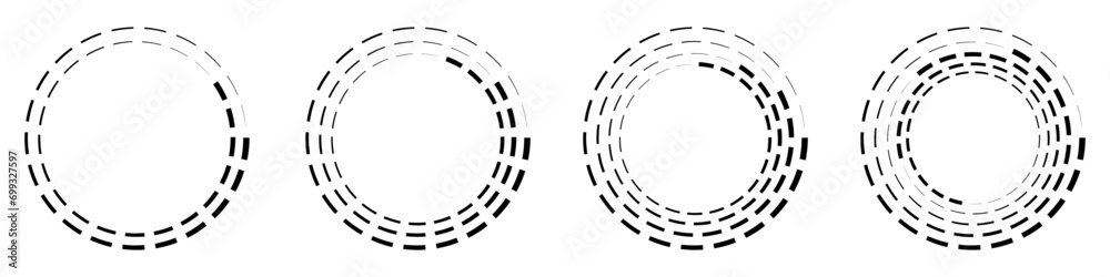 Abstract geometric design featuring a circle swirl shape with spiral lines. Radial spinning halftone form. For posters, banners, logos, icons, presentations, and booklets. Vector