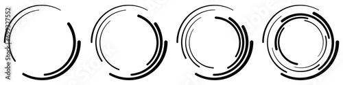 Abstract geometric design featuring a circle swirl shape with spiral lines. Radial spinning halftone form. For posters, banners, logos, icons, presentations, and booklets. Vector
